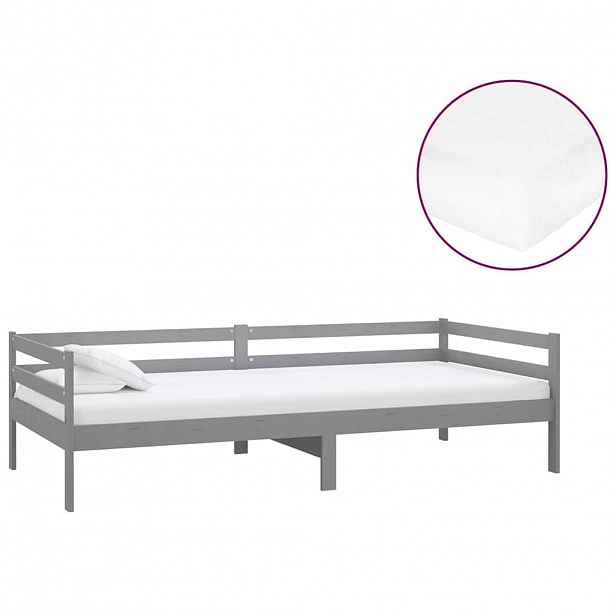 vidaXL Válenda s matrací 90 x 200 cm šedá masivní borové dřevo
