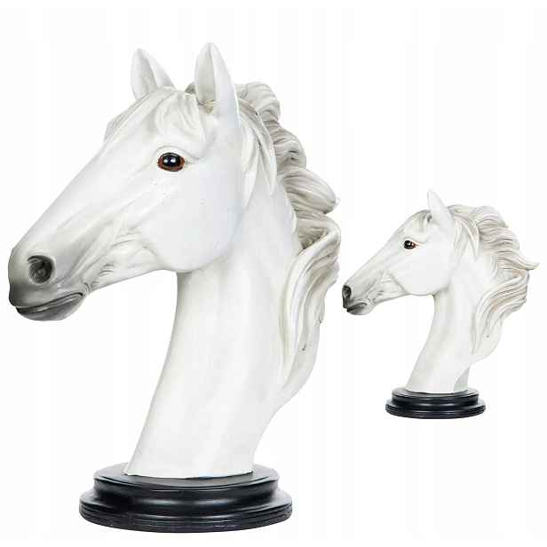 Zahradní Figurka Hlava Koně kůň bílý mustang ozdoba do zahrady 28 cm