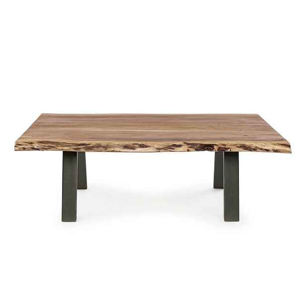 Černý/v přírodní barvě konferenční stolek s deskou z akácie 65x115 cm Aron – Bizzotto