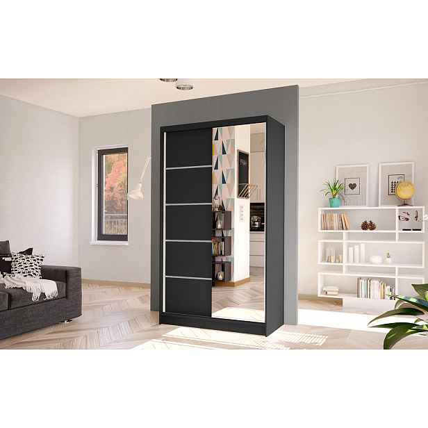 Elegantní šatní skříň ARINI 3 - šířka 100 cm, černá