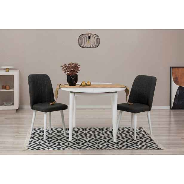 Jídelní set s rozkládacím stolem a židlemi (3 kusy) Vina 1053 - White, Anthracite