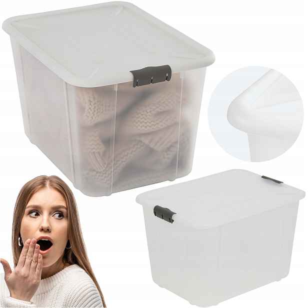 Plastová Krabička 60 L Uzamykatelná S Víkem, Úložný Box