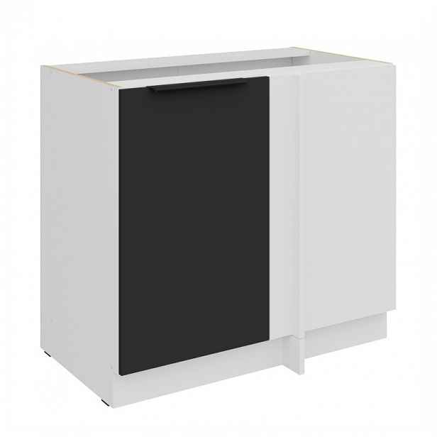 Prodloužená rohová skříňka LUNARA - šířka 90 cm, černá / bílá