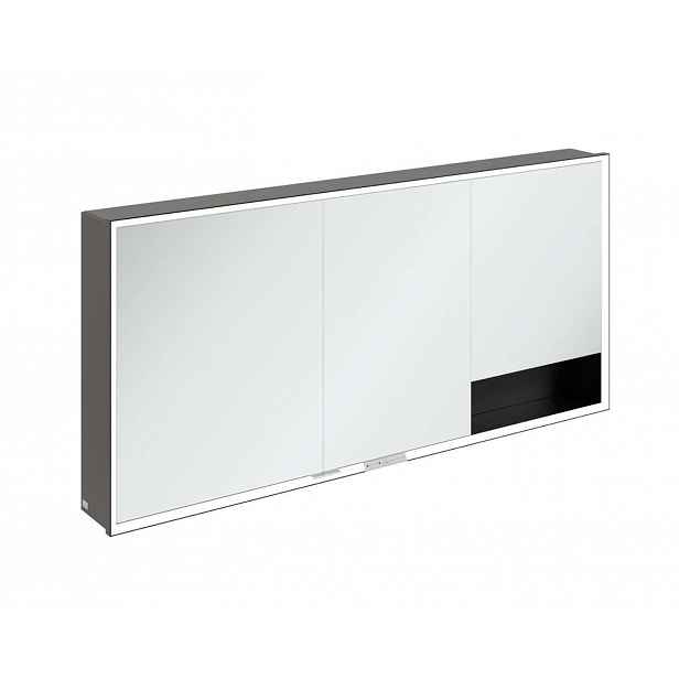 Villeroy & Boch My View+ - Zrcadlová skříňka s LED osvětlením 160x75x17 cm, 3 dvířka, matná černá B4811600