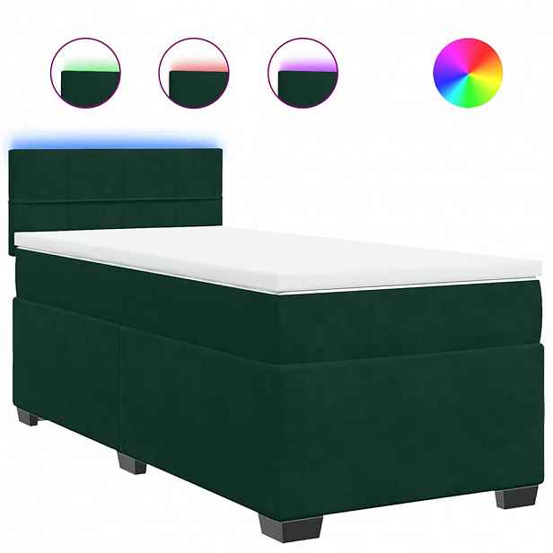 vidaXL Box spring postel s matrací tmavě zelená 100x200 cm samet