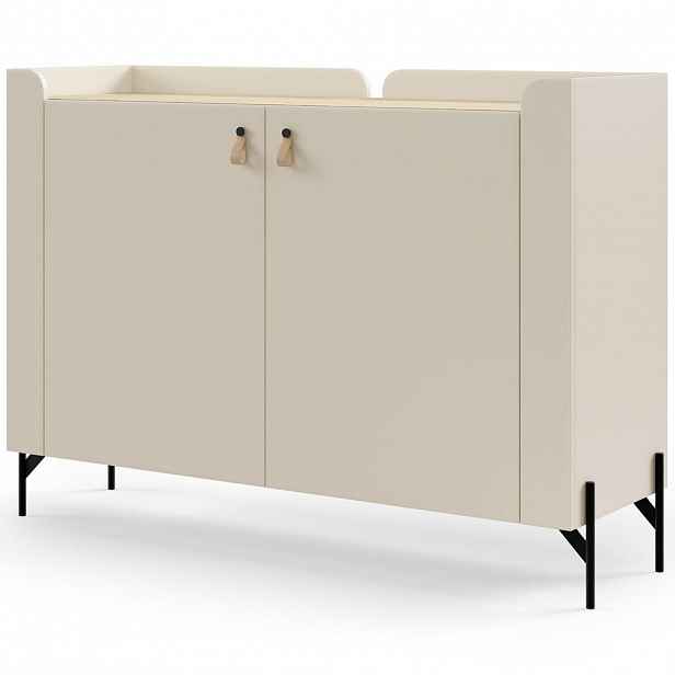 Beautysofa KOMODA Sorella se 2 dveřmi, 130 cm, do studentského pokoje, macadamia + dub Mavelie