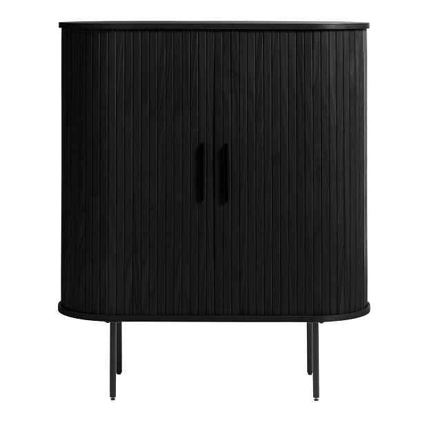 Černá skříňka v dekoru dubu s posuvnými dveřmi 100x118 cm Nola – Unique Furniture