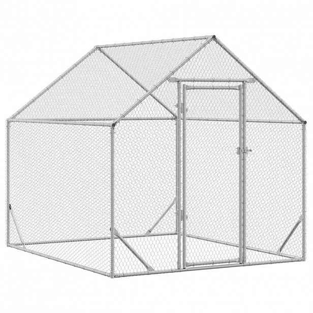 vidaXL Klec na kuřata Stříbrná 200 x 170 x 177 cm Pozinkovaná ocel