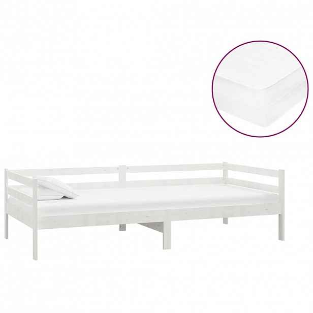 vidaXL Denní postel s matrací 90 x 200 cm bílá masivní borové dřevo