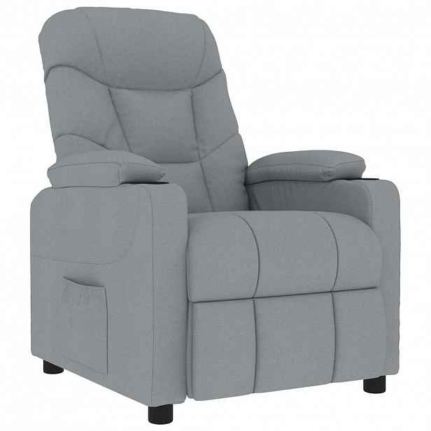 vidaXL Masážní křeslo světle šedé textil