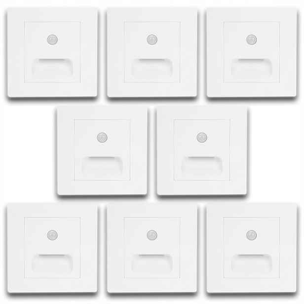 8 X Led Schodišťová Lampa Bílá Osvětlení Schodů Senzor Pohybu Soumraku