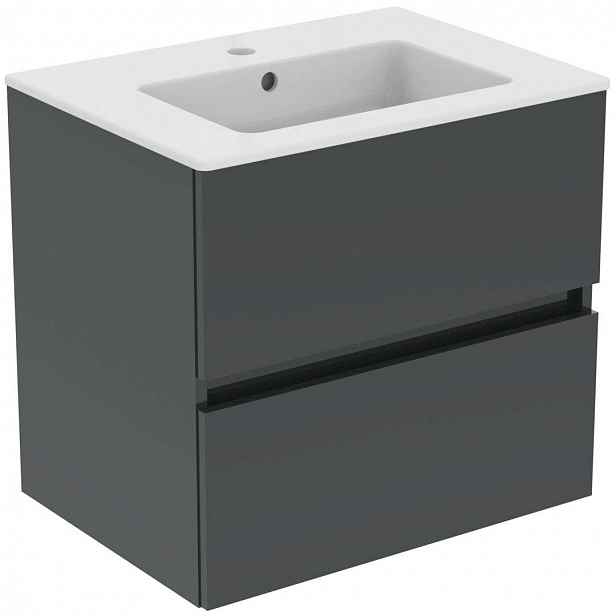 Ideal Standard Eurovit - Skříňka s umyvadlem, 55x60x44 cm, 2 zásuvky, lesklá šedá R0572TI