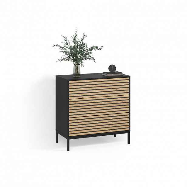 Livinity® KOMODA Aterno Zlatý dub power/antracit 80 x 81.2 cm 2 zásuvky