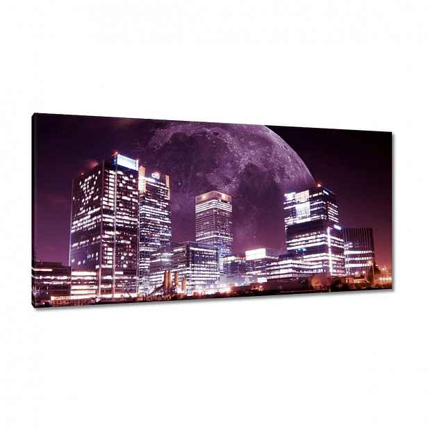 Obrazy 115x55 Fialové město v noci