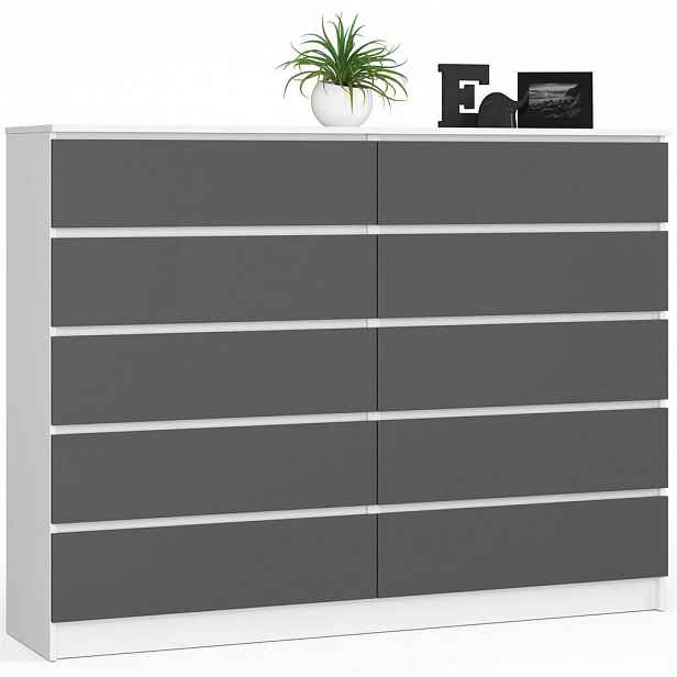 RAUMHIRSCH FURNITURE KOMODA bílá, grafitově šedá 121/160/40