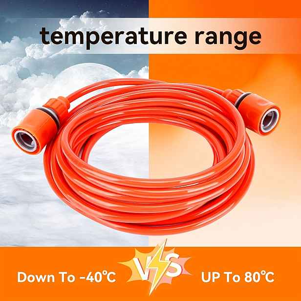 TEMU 20ft/6m Odolná PVC Zahradní Hadice - Celoroční Použití , Odolné vůči Extrémním Teplotám (-40°C až 80°C), Kompatibilní s US/EU Konektory, Jasně