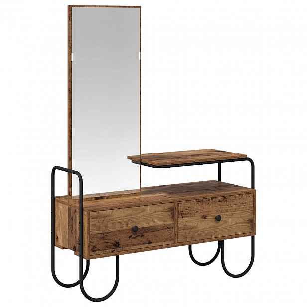 vidaXL Kosmetický stůl se zásuvkou Staré dřevo 100 x 36,5 x 136 cm