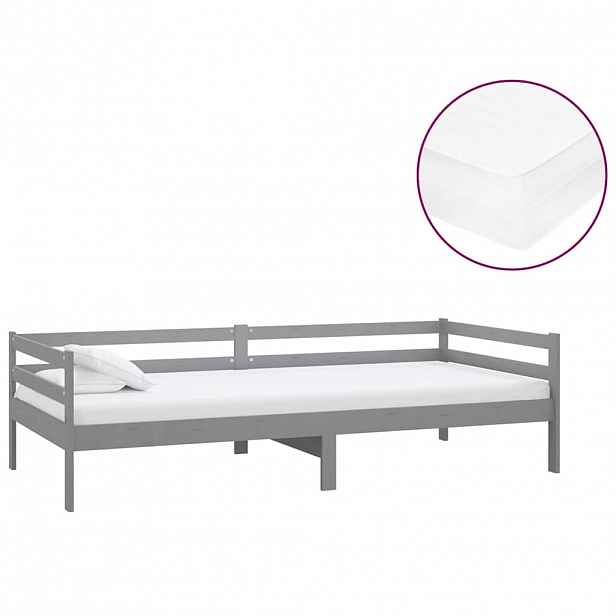 vidaXL Denní postel s matrací 90 x 200 cm šedá masivní borové dřevo