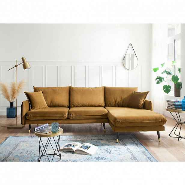 MID.YOU ROHOVÁ SEDAČKA, textil, hořčicově žlutá