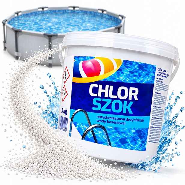 Chlorování Bazénu Intex Chlor Šok 3KG Granulát Rychlá Dezinfekce Vody