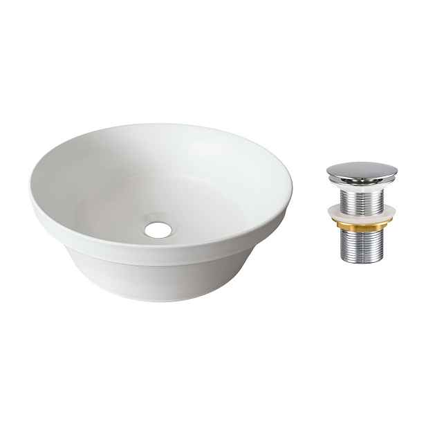 Comad Sada keramického umyvadla na desku a výpusti Mada 40 cm bílá