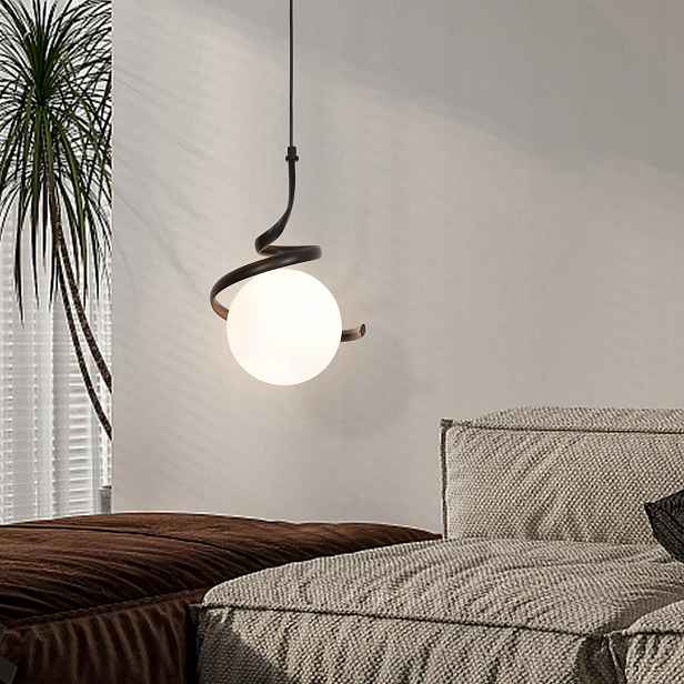 M-tec závěsná lampa G9 skleněná koule 18 cm severský styl spirála