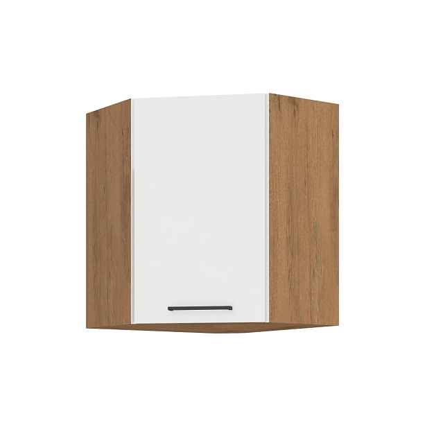 ZEATA, horní rohová skříňka 60x60 GN-72 1F, korpus: dub lancelot, dvířka: bílý lesk