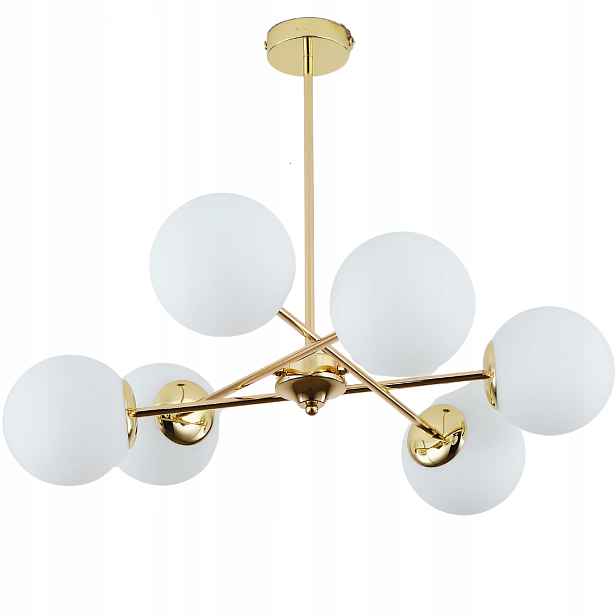Závěsná Stropní Lampa Lustr Kule zlatá Moderní Led mléčná