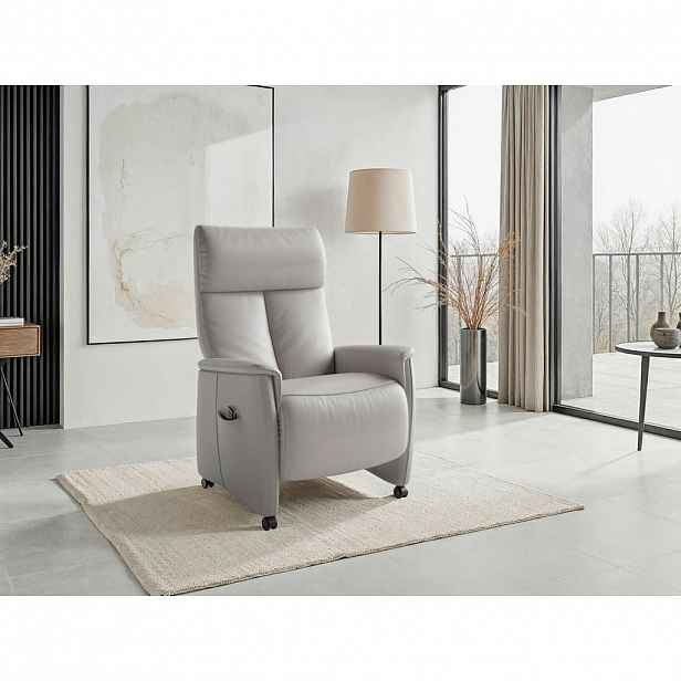 Sit & More RELAXAČNÍ KŘESLO, kůže, světle šedá