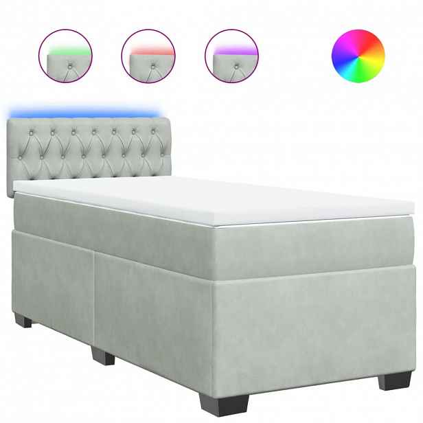 vidaXL Box spring postel s matrací světle šedá 100x200 cm samet
