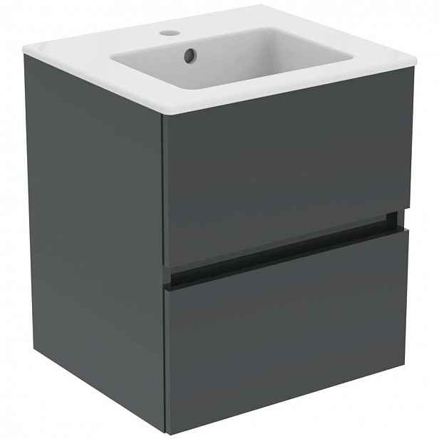 Ideal Standard Eurovit - Skříňka s umyvadlem, 55x50x44 cm, 2 zásuvky, lesklá šedá R0571TI