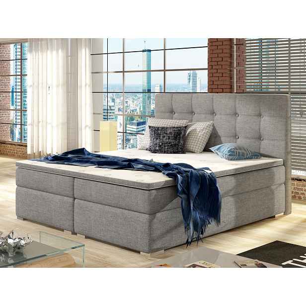 Postel boxspring INEZ 08 180x200cm, světle šedá