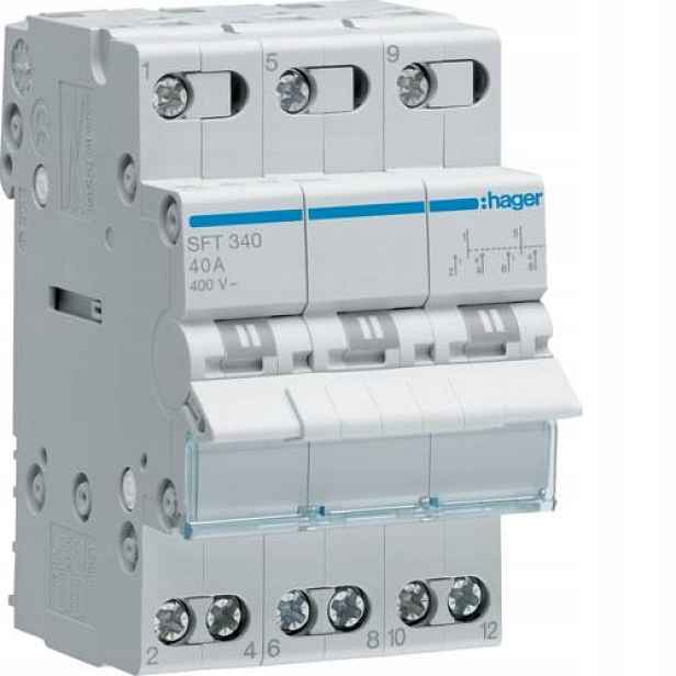 Přepínač napájení I-0-II SFT340 40A 3P Hager