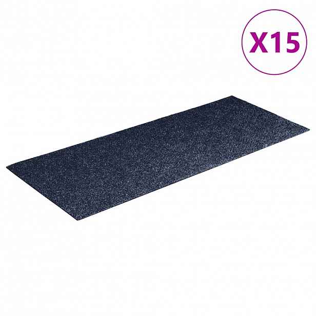 vidaXL Schodové rohože samolepicí 15 ks 60 x 25 cm šedomodré obdélníkové