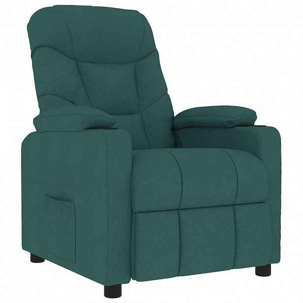 vidaXL Masážní křeslo tmavě zelené textil
