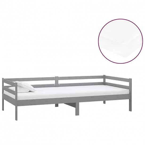 vidaXL Válenda s matrací 90 x 200 cm šedá masivní borové dřevo