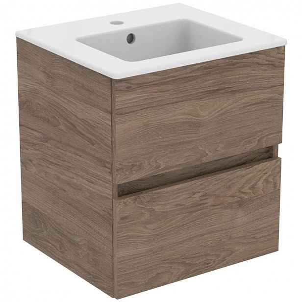 Ideal Standard Eurovit - Skříňka s umyvadlem, 55x50x44 cm, 2 zásuvky, ořech R0571Y9