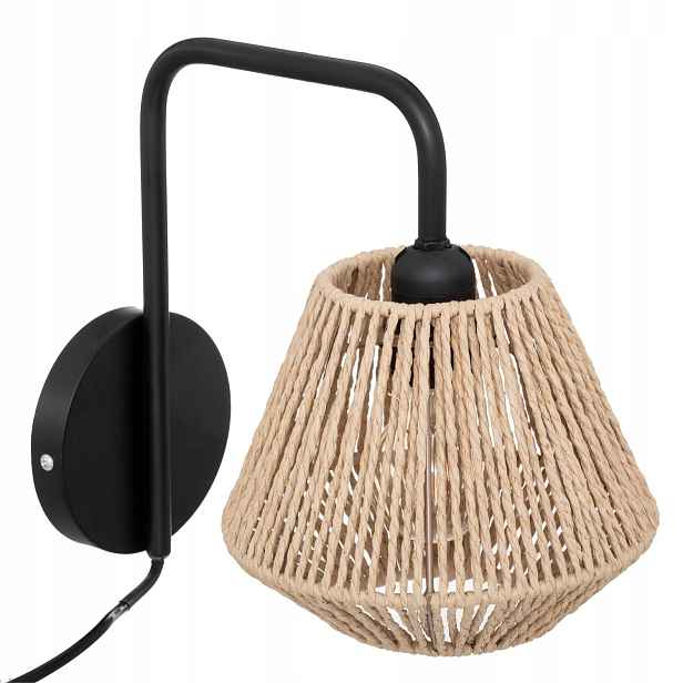 Nástěnné svítidlo s pleteným stínidlem Jily, kov, Ø 18 cm