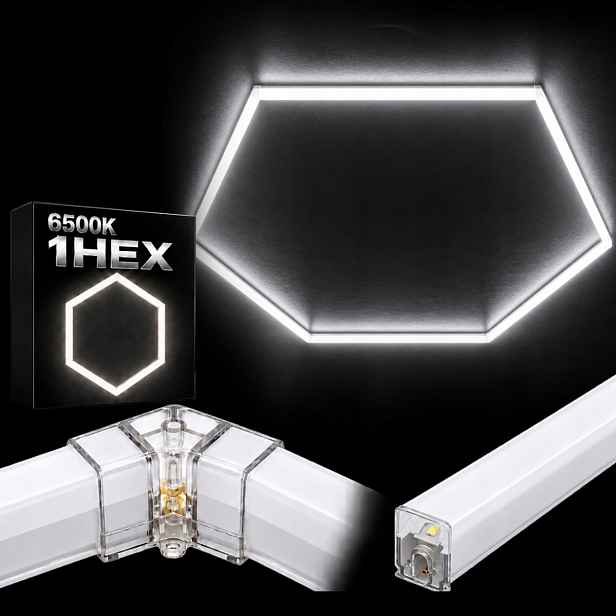 Výkonné bílé Led osvětlení 6500K 42W garážová dílna HEX1 92x79 Cm