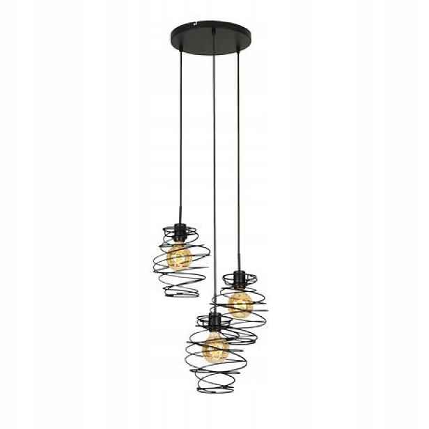Závěsná stropní lampa 3x E27 Černá loft retro kovová do obývacího pokoje jídelny