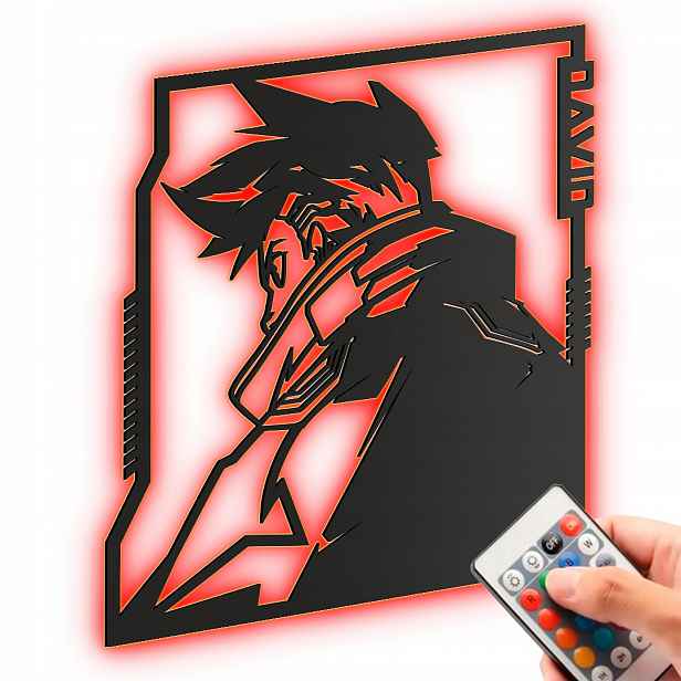Dřevěný 3D obraz Anime David Cyberpunk Noční Lampa Led Dárek