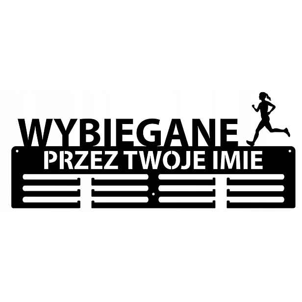 Věšák držák na medaile háček Jméno libovolný nápis logo vyběhnuté Černý
