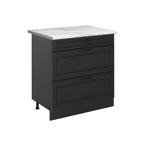 Vicco SPODNÍ SKŘÍŇKA KUCHYŇSKÉ LINKY R-Line, Antracitový venkovský dům/Antracit, 80 cm se 3 zásuvkami pracovná doska Mramor