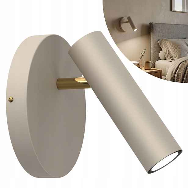 Nástěnná lampička na čtení tuba béžová se zlatou Axion 1xGU10 8W Luminex
