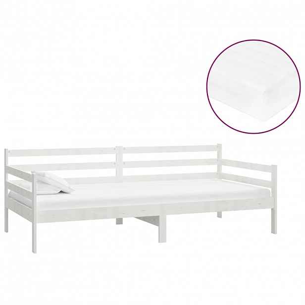 vidaXL Denní postel s matrací 90 x 200 cm bílá masivní borové dřevo
