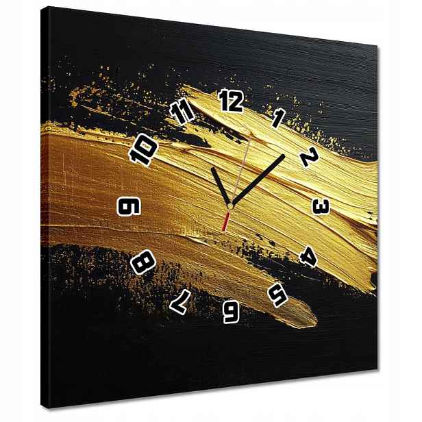 Hodiny 40x40 Zlaté šumění štětcem