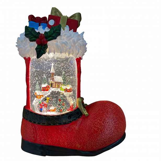 Magická Bota Svatého Mikuláše Sněhová Koule Led 30 CM Usb