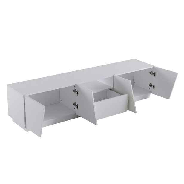 Modenvie NÍZKÁ komoda 170/37/42 cm z MDF bílý s nepravidelně dělenými dvířky