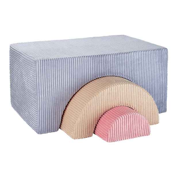 Modré manšestrové pěnové hřiště 75x49x37 cm Rainbow Montessori – Wigiwama