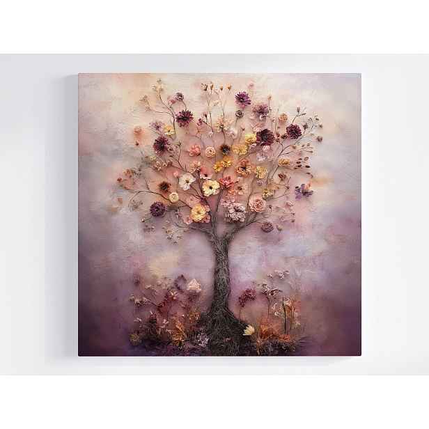Obraz Na Plátně Canvas Dekorace Sušené Květiny Plst Boho Dřevo 50x50